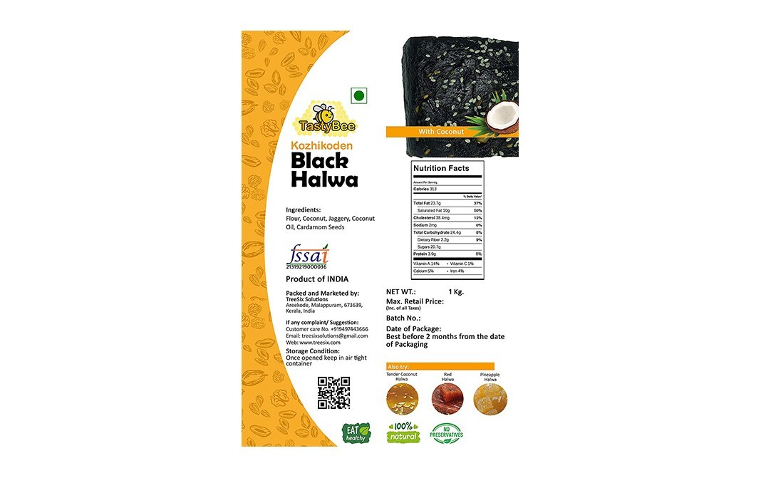 TastyBee Kozhikoden Black Halwa With Coconut   Box  1 kilogram